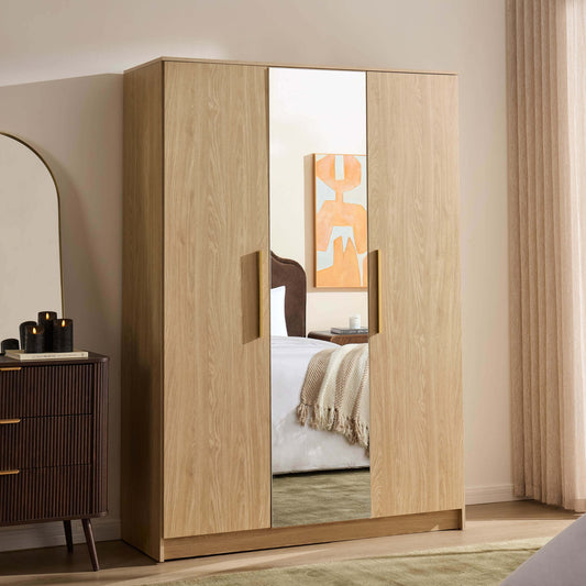 Darcey 3 Door Wardrobe - Light Wood - DUSK