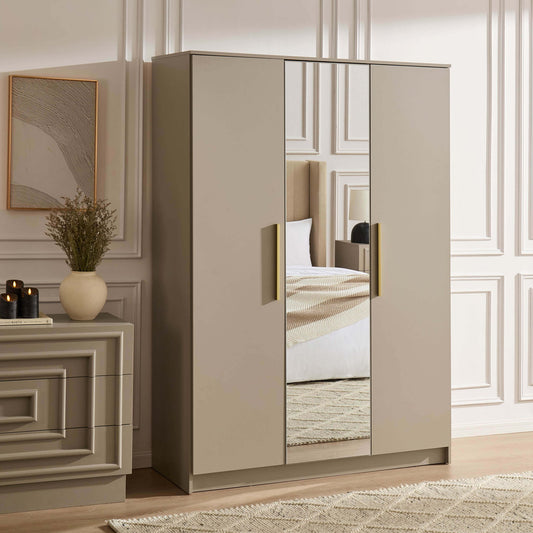 Darcey 3 Door Wardrobe - Taupe - DUSK