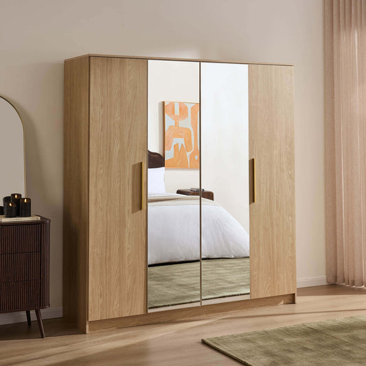 Darcey 4 Door Wardrobe - Light Wood - DUSK