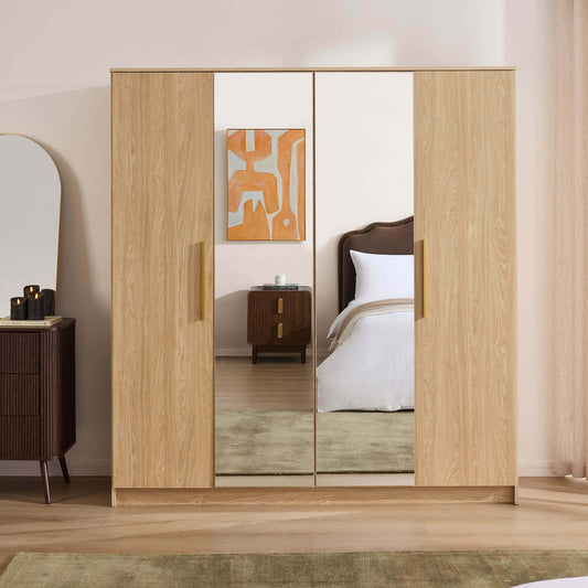 Darcey 4 Door Wardrobe - Light Wood - DUSK