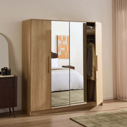 Darcey 4 Door Wardrobe - Light Wood - DUSK