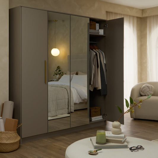 Darcey 4 Door Wardrobe - Taupe - DUSK