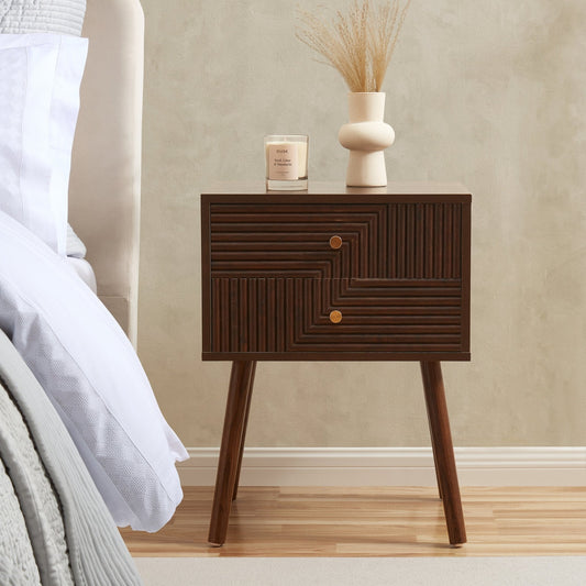 Dora 2 Drawer Nightstand - Walnut - DUSK