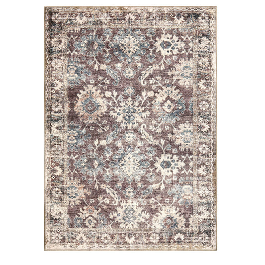 Elara Traditional Floral Rug - Brown - DUSK