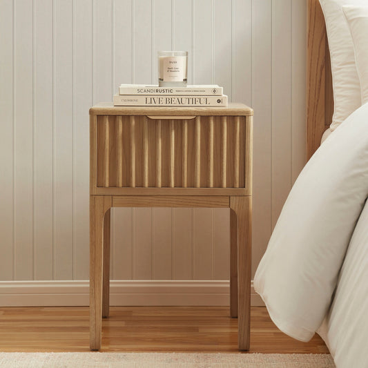 Elena Wood Veneer 1 Drawer Nightstand - Light Wood - DUSK