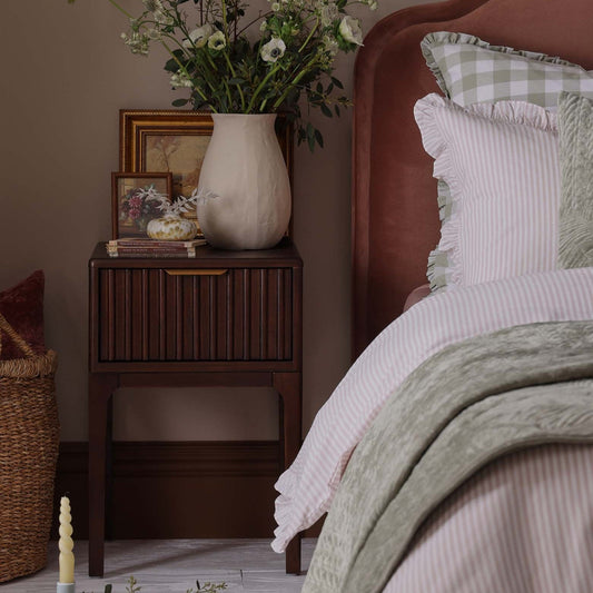 Elena Wood Veneer 1 Drawer Nightstand - Walnut - DUSK