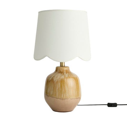 Emer Scallop Edge Reactive Glaze Table Lamp - Brown/White - DUSK