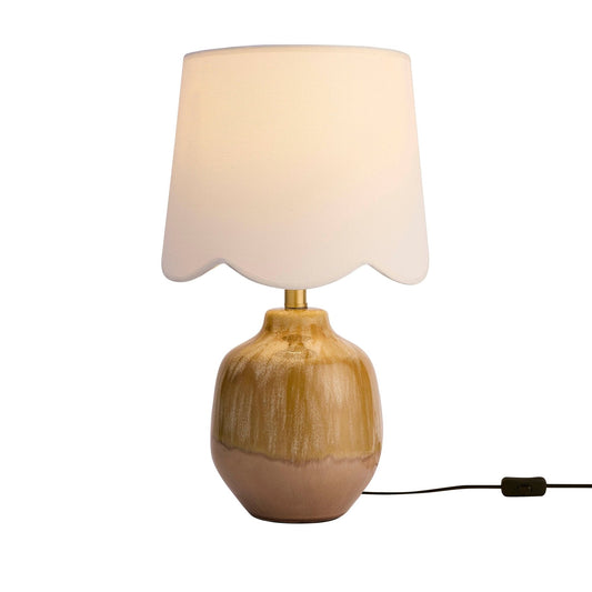 Emer Scallop Edge Reactive Glaze Table Lamp - Brown/White - DUSK