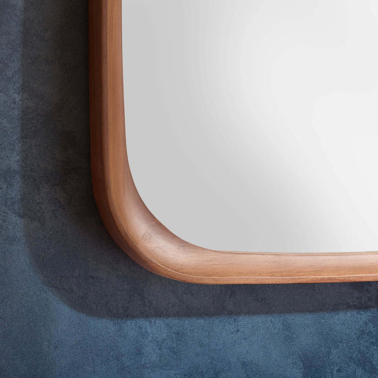 Ernie Retro Square Wood Mirror - Mid Wood - DUSK