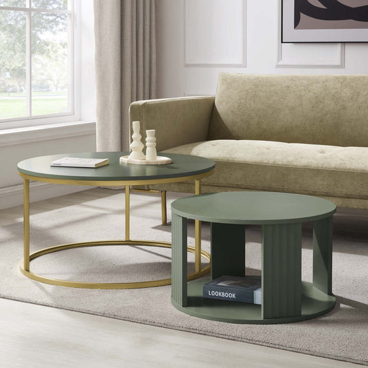 Evie Round Nesting Coffee Table - Vetiver - DUSK