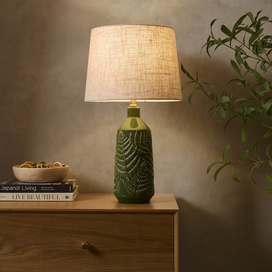 Fern Ceramic Textured Table Lamp - Green - DUSK