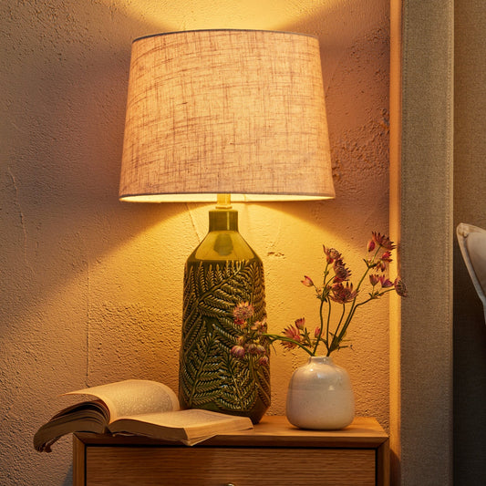 Fern Ceramic Textured Table Lamp - Green - DUSK