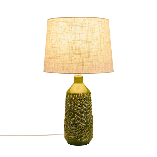 Fern Ceramic Textured Table Lamp - Green - DUSK