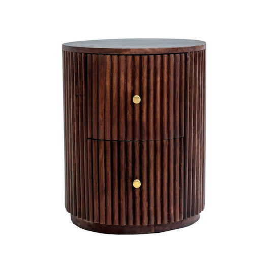 Finley Mango Wood 2 Drawer Bedside Table - Walnut - DUSK
