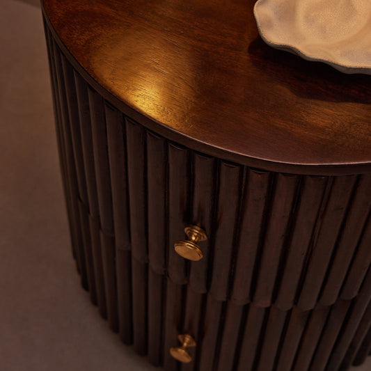 Finley Mango Wood 2 Drawer Bedside Table - Walnut - DUSK