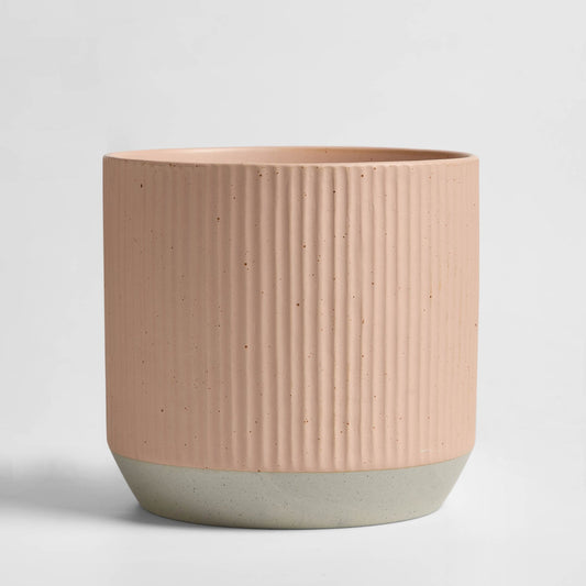 Flora Ribbed Clay Plant Pot - Pink - DUSK
