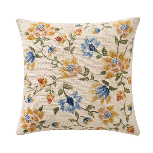 Floral Jacquard Embroidered Cushion Cover - Blue - DUSK