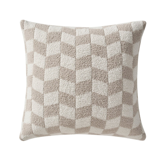 Fluffy Knit Checkboard Cushion Cover - Natural - DUSK