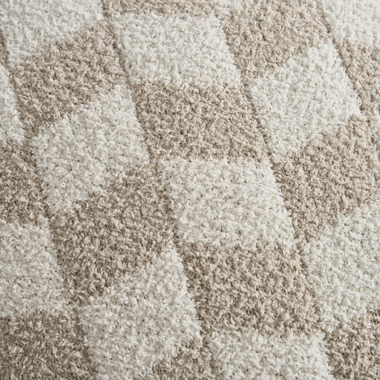 Fluffy Knit Checkboard Cushion Cover - Natural - DUSK