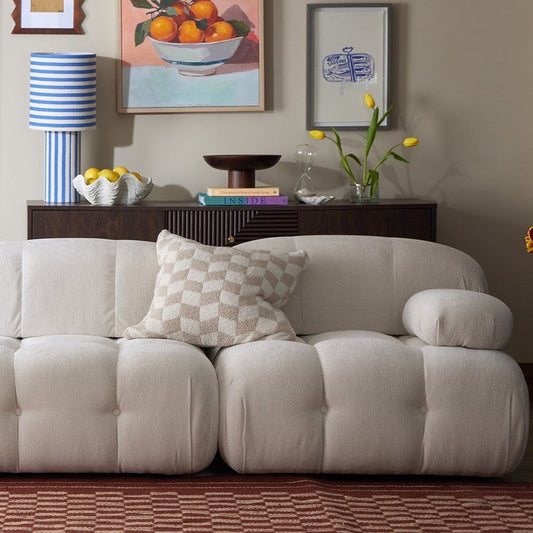 Fluffy Knit Checkerboard Sofa Cushion Cover - Natural - DUSK