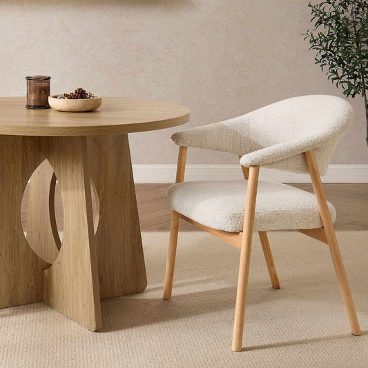 Frankie Dining Chair - Boucle Ivory/Light Wood - DUSK