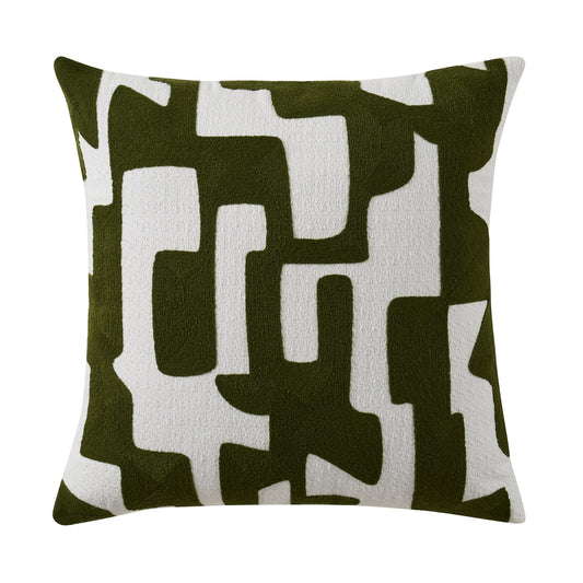 Geometric Jacquard Cushion Cover - Dark Green - DUSK