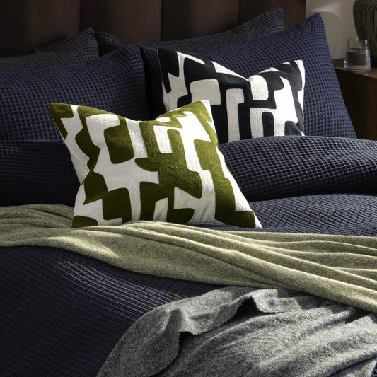 Geometric Jacquard Cushion Cover - Dark Green - DUSK