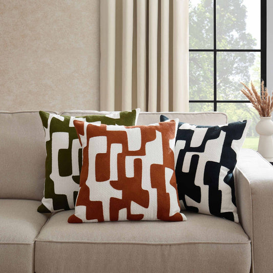 Geometric Jacquard Sofa Cushion Cover - Dark Green - DUSK