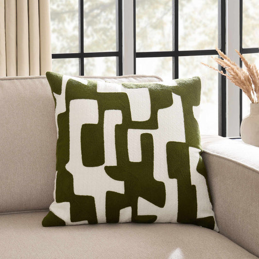 Geometric Jacquard Sofa Cushion Cover - Dark Green - DUSK