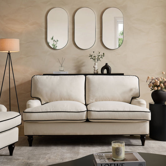 Hampshire 2 Seater Sofa - Cream/Black - DUSK