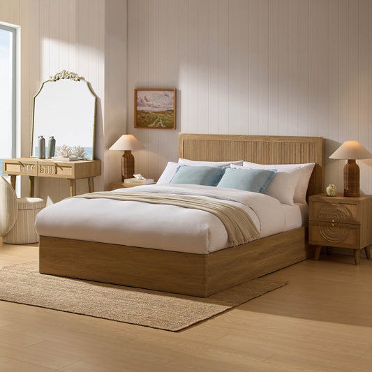Hattie Ottoman Storage Bed - Light Wood - DUSK