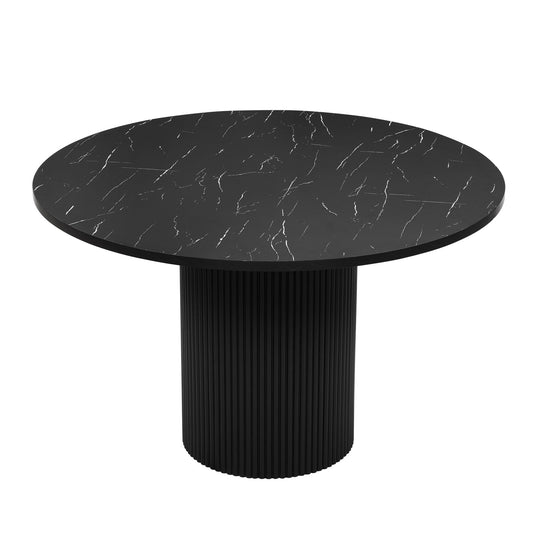 Hattie Panel Round 4 - 6 Seater Dining Table - Black Marble - DUSK