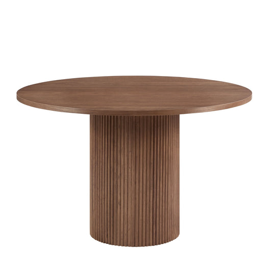 Hattie Panel Round 4 - 6 Seater Dining Table - Mid Wood - DUSK