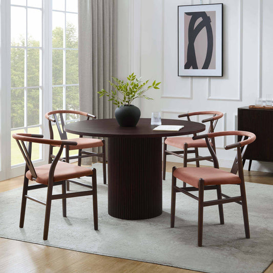 Hattie Panel Round 4 - 6 Seater Dining Table - Walnut - DUSK