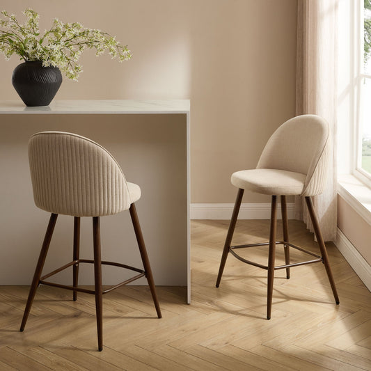 Hattie Set of 2 Barstools - Chenille Oatmeal - DUSK