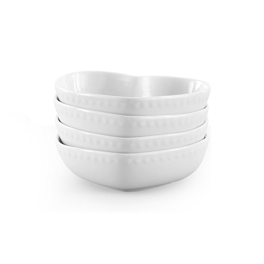Heart Shaped Set of 4 Cereal Bowls - White - DUSK