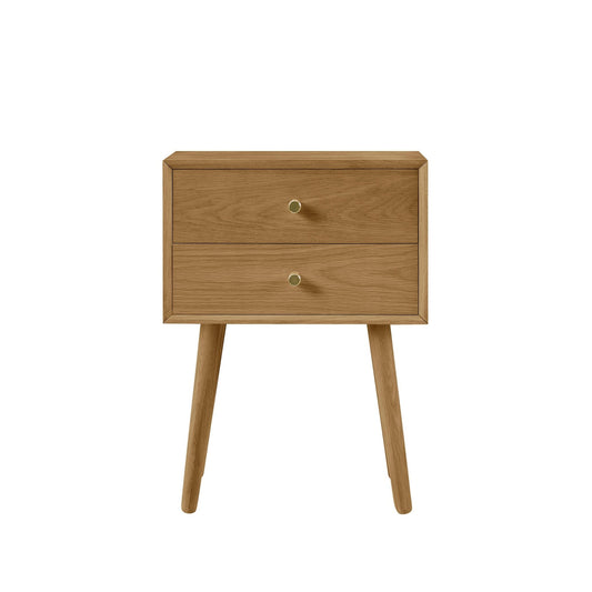 Heidi Oak 2 Drawer Bedside Table - Light Wood - DUSK