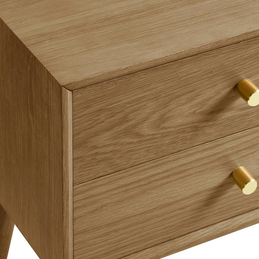 Heidi Oak 2 Drawer Bedside Table - Light Wood - DUSK