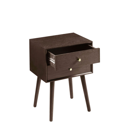 Heidi Oak 2 Drawer Bedside Table - Walnut - DUSK