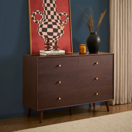 Heidi Oak 6 Drawer Chest - Walnut - DUSK