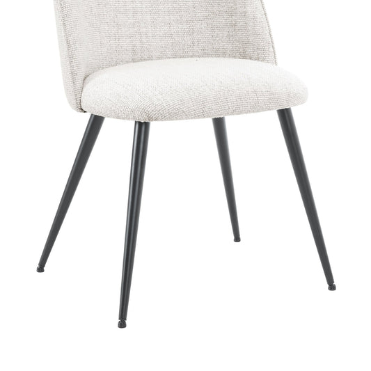 Iris Set Of 2 Dining Chairs - Boucle Ivory - Black Legs - DUSK