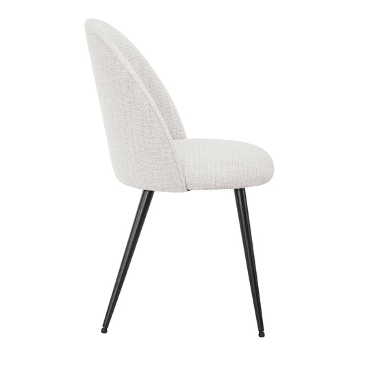 Iris Set Of 2 Dining Chairs - Boucle Ivory - Black Legs - DUSK