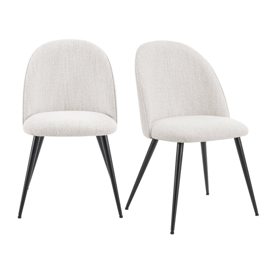Iris Set Of 2 Dining Chairs - Boucle Ivory - Black Legs - DUSK
