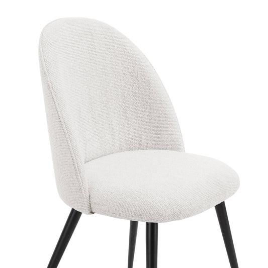 Iris Set Of 2 Dining Chairs - Boucle Ivory - Black Legs - DUSK