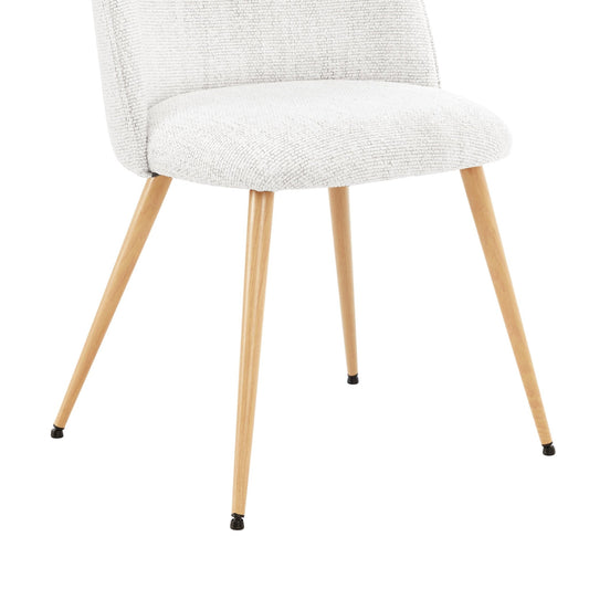 Iris Set Of 2 Dining Chairs - Boucle Ivory - Wood Legs - DUSK