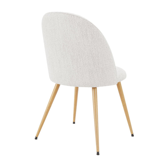 Iris Set Of 2 Dining Chairs - Boucle Ivory - Wood Legs - DUSK