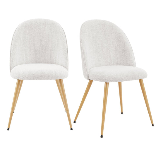 Iris Set Of 2 Dining Chairs - Boucle Ivory - Wood Legs - DUSK