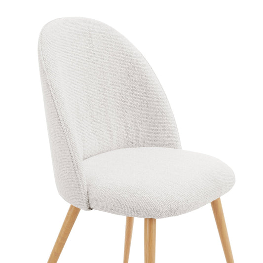 Iris Set Of 2 Dining Chairs - Boucle Ivory - Wood Legs - DUSK
