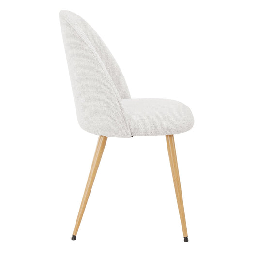 Iris Set Of 2 Dining Chairs - Boucle Ivory - Wood Legs - DUSK
