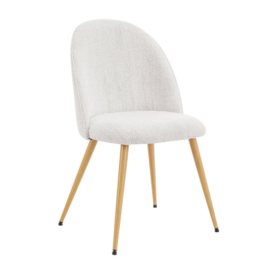 Iris Set Of 2 Dining Chairs - Boucle Ivory - Wood Legs - DUSK